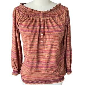 RALPH LAUREN Boho Browns On Off Shoulder Bohemian Top ~ Women's Size MEDIUM